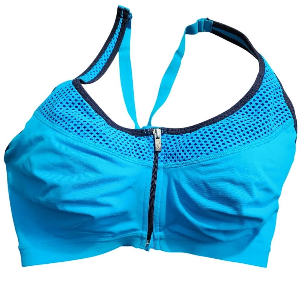 Victoria's Secret Sport Blue Front Zip Razorback Bra 34DD